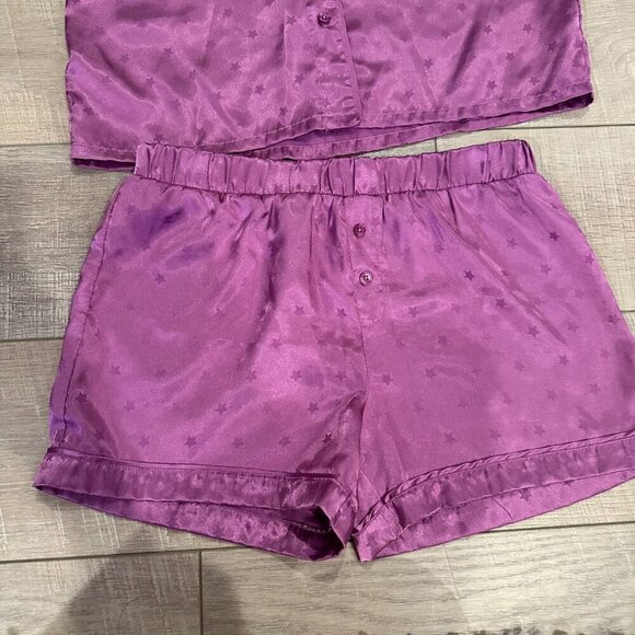 MORE THAN MAGIC GIRLS PURPLE STARTS SILKY PAJAMA SET LARGE 10/12 - Picture 2 of 7